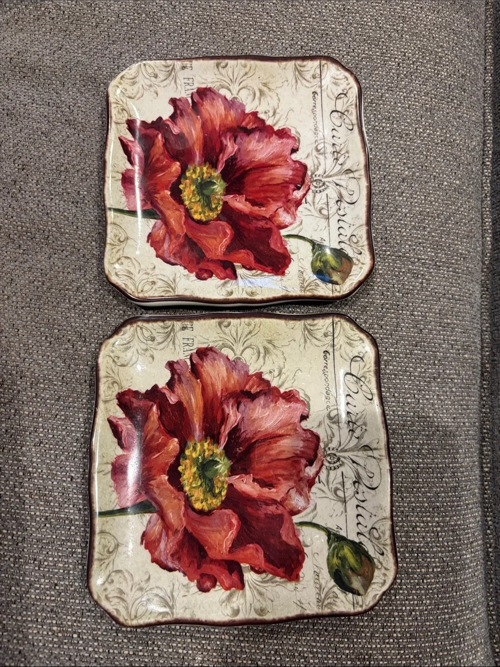 Certified International Floral small plates in Red, Green, Yellow